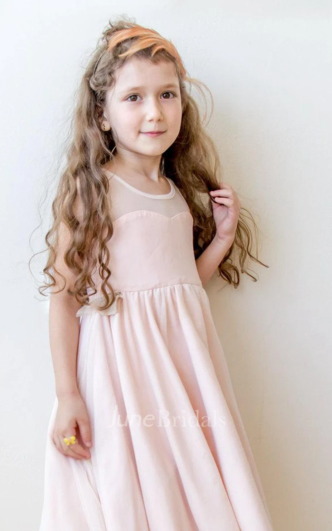 Strapped Tulle Dress With Scoop Neck and Pleats