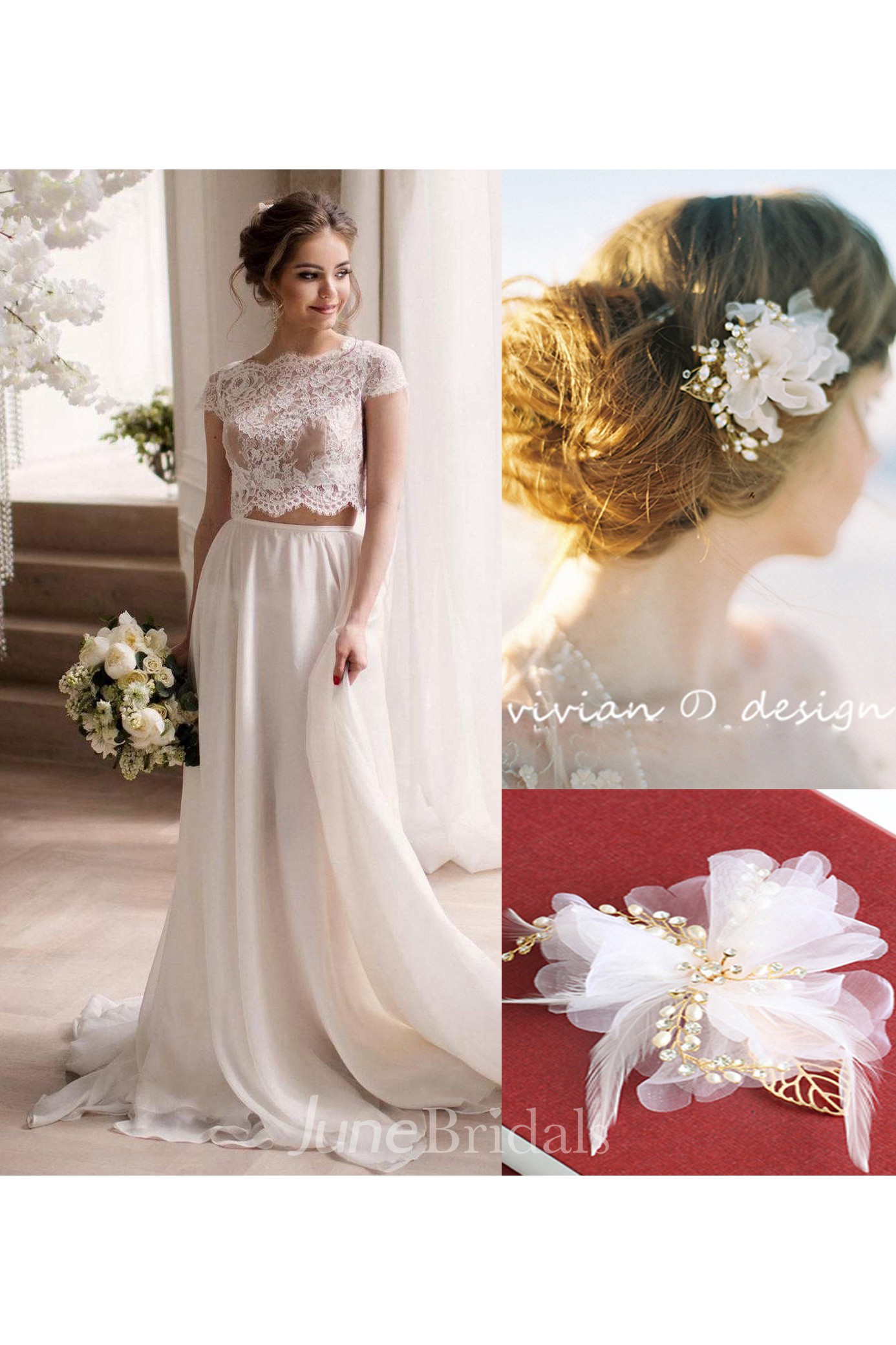 Large Delicate Vintage Gold Champagne Crystal Peacock Feather Hair Comb newest - Bridal Wedding Evening Dress