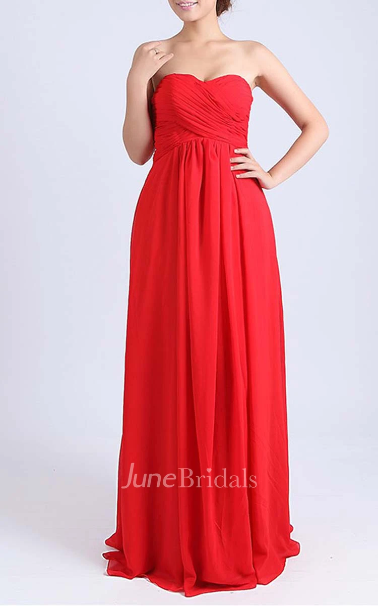 Sweetheart Empire Chiffon Floor-length Dress With Criss-Cross Pleats