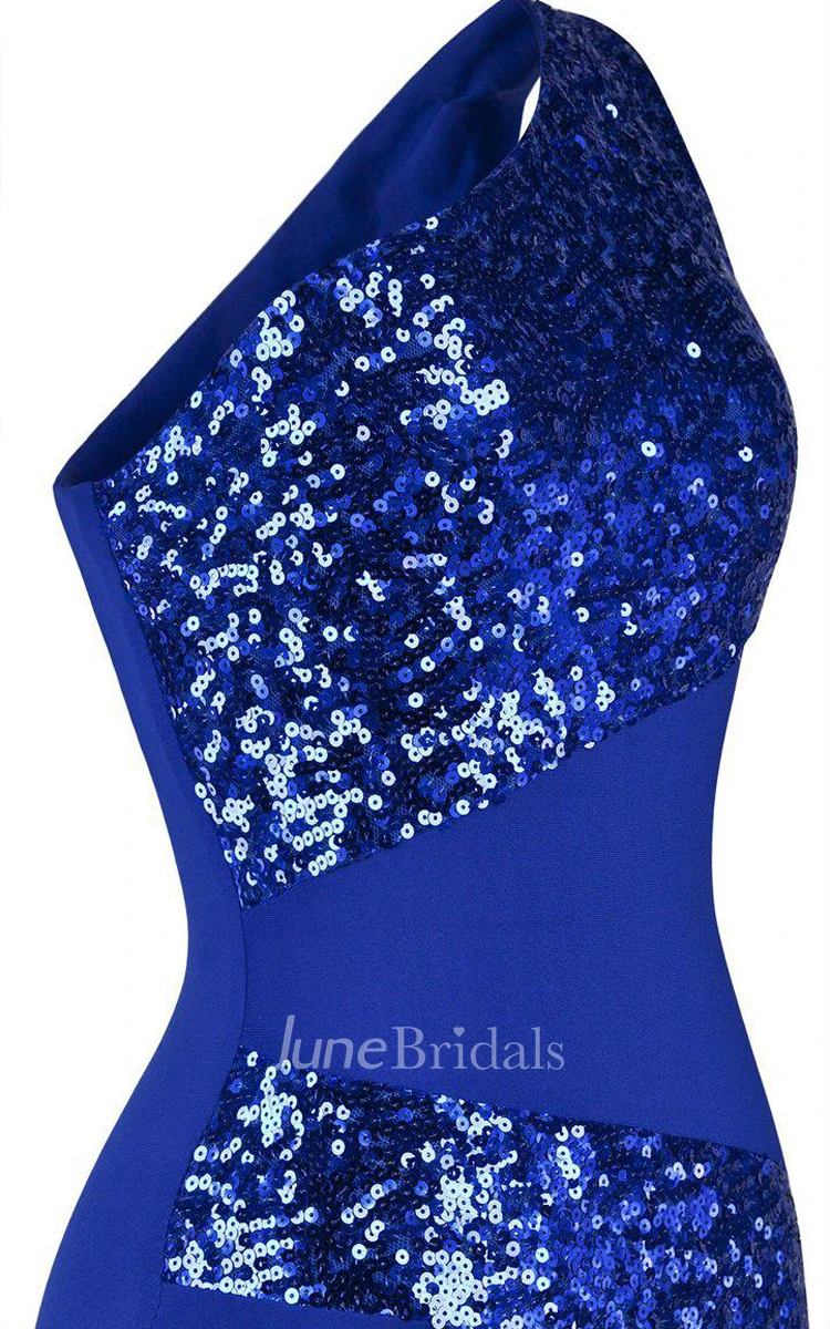 Stunning One-shoulder Chiffon Dress With Sequins