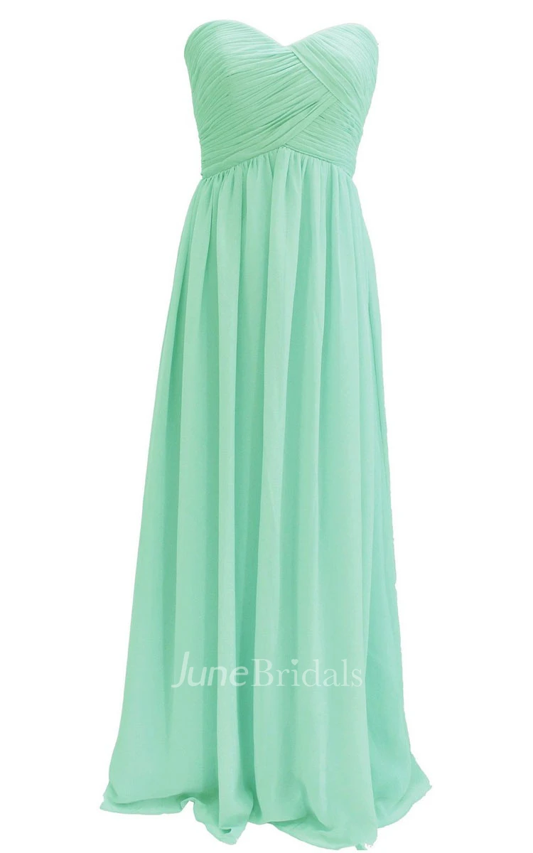 Elegant Strapless Sweetheart Ruched Chiffon A-line Gown