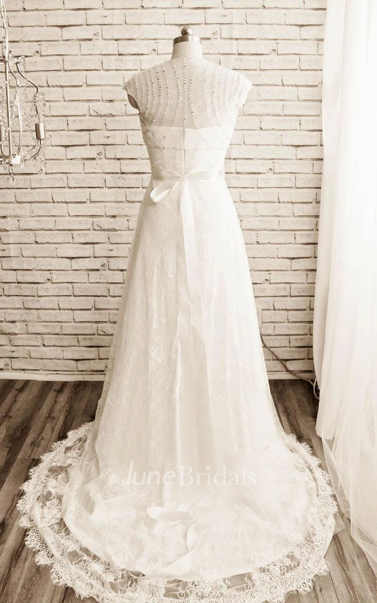 Tulle Lace Satin Dress With Appliques Sash Ribbon Jacket Bolero