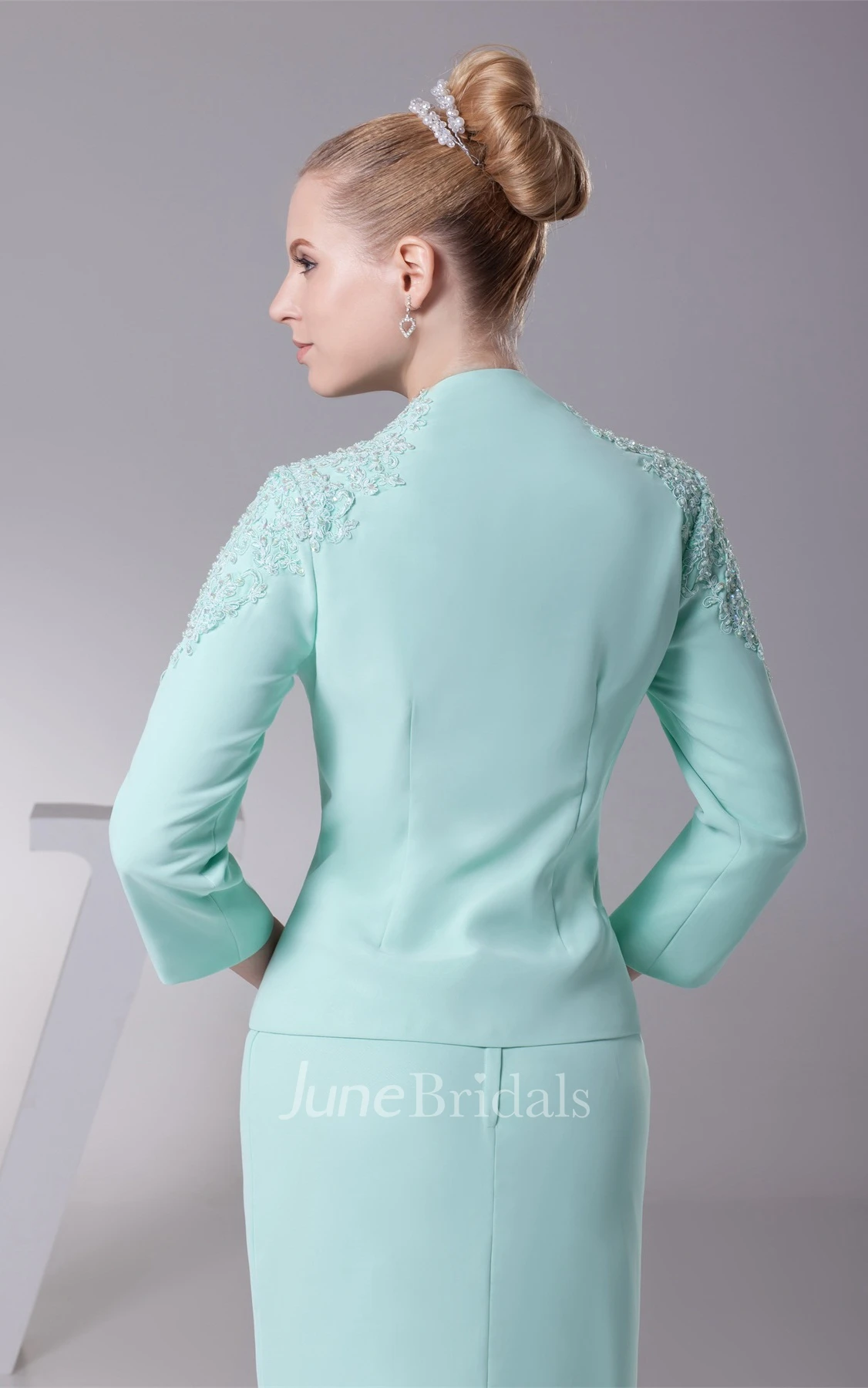 Spaghetti-Strap Sheath Floor-Length Dress with Bolero