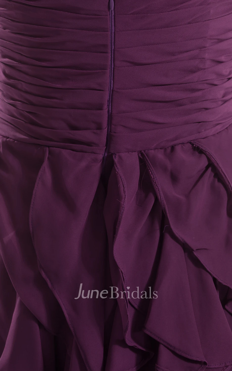 Sweetheart Sleeveless High-Low Dress With Crystal Detailing And Cascading Ruffles