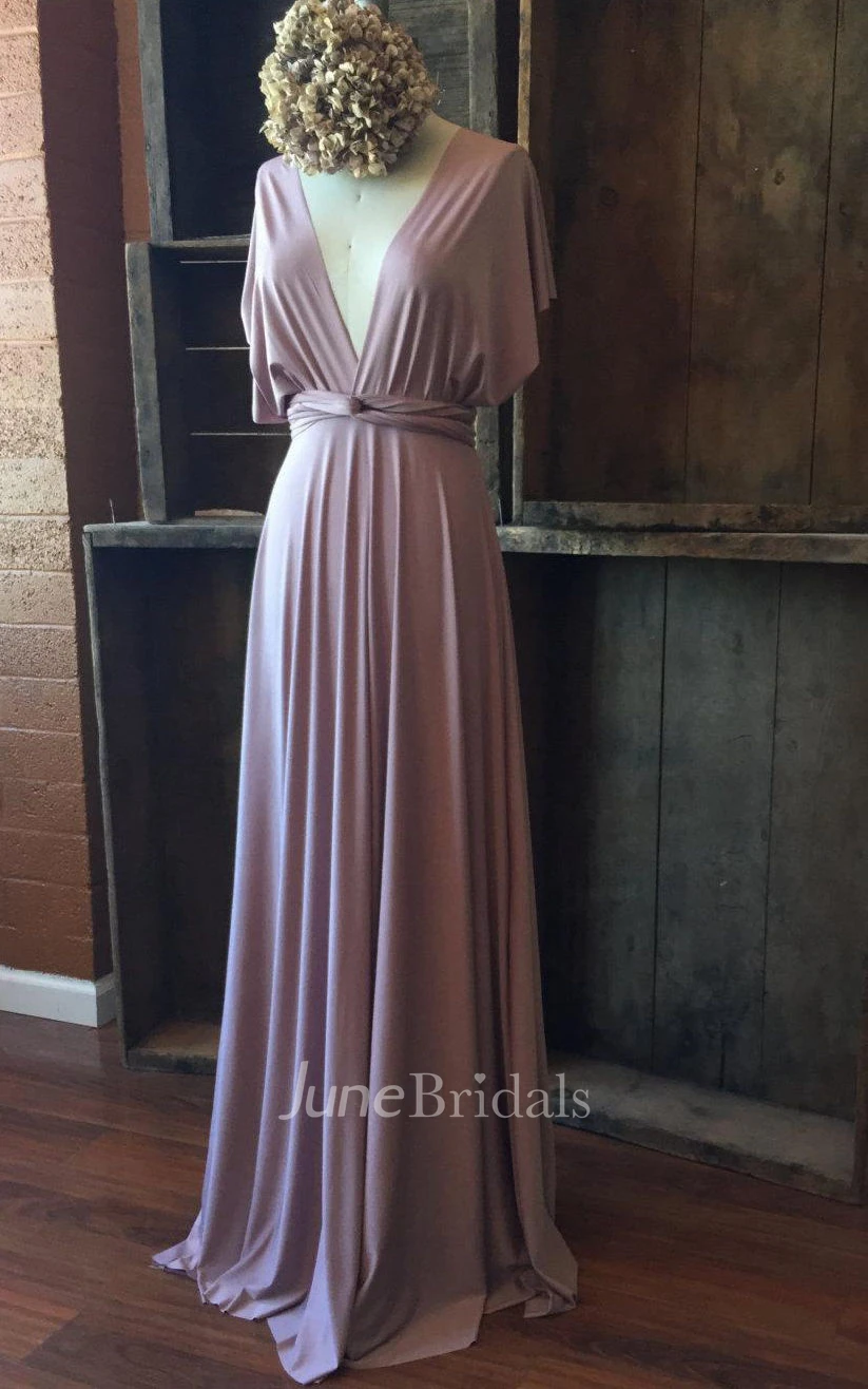 Swan Lake Heather Satin Long Octopus Convertible Wrap Gown Wedding Maternity Dress