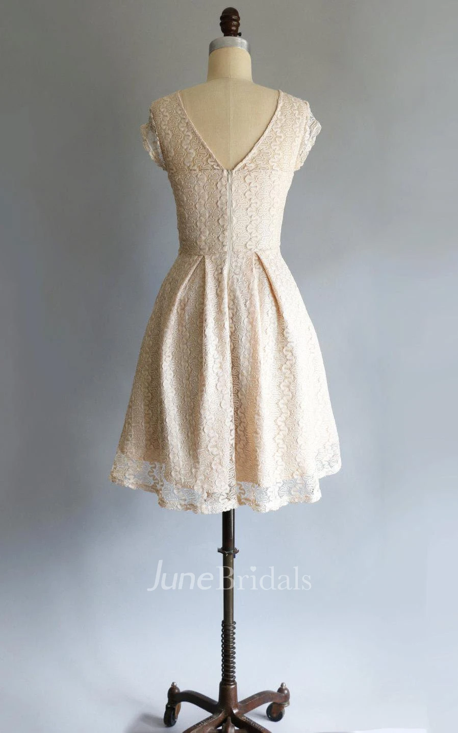 Cap Sleeved Short Lace Dress With V back