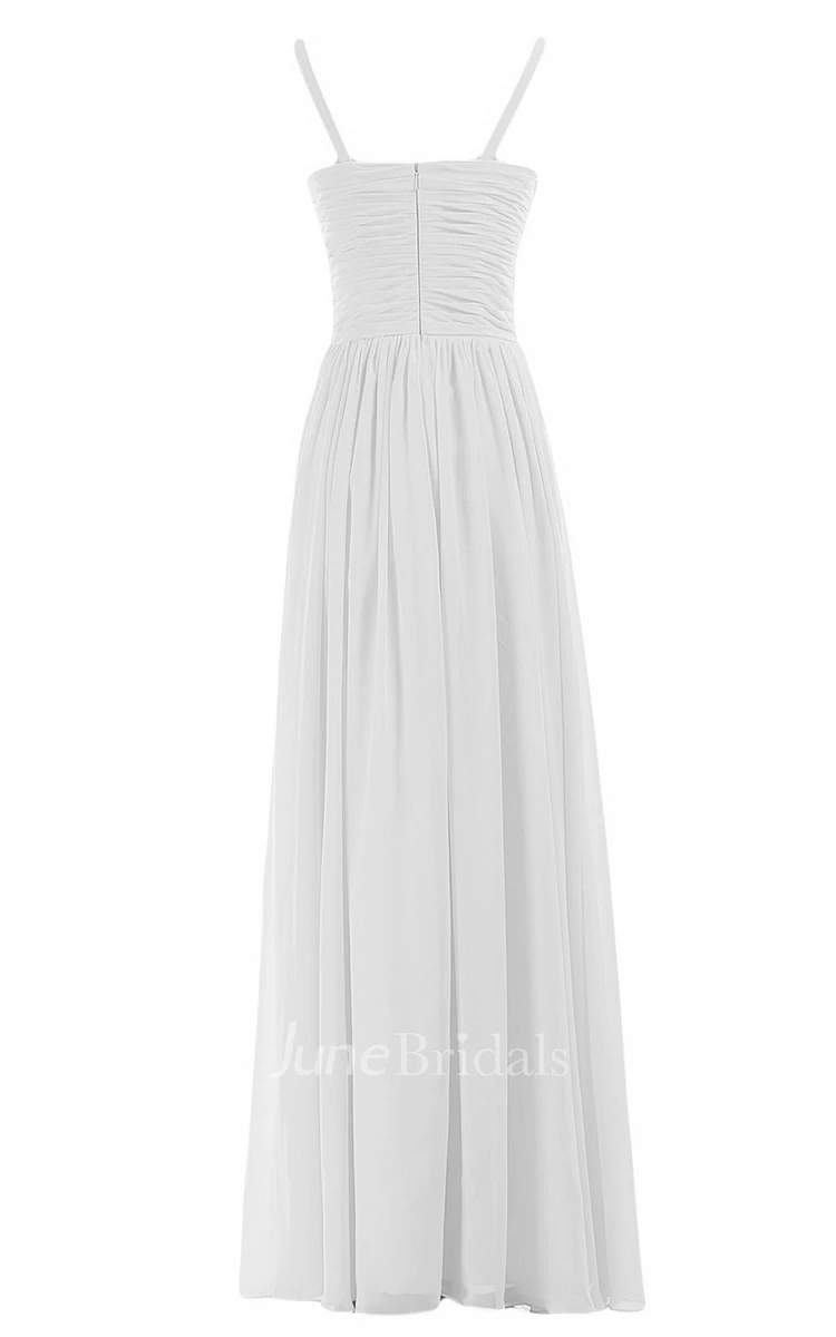 Sleeveless V-neck Chiffon Dress With Crisscross Ruching