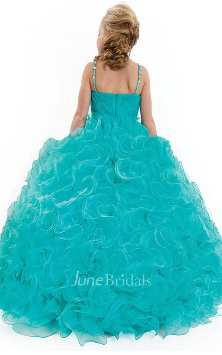 Sleeveless A-line Cascading Ruffled Dress With Sequins