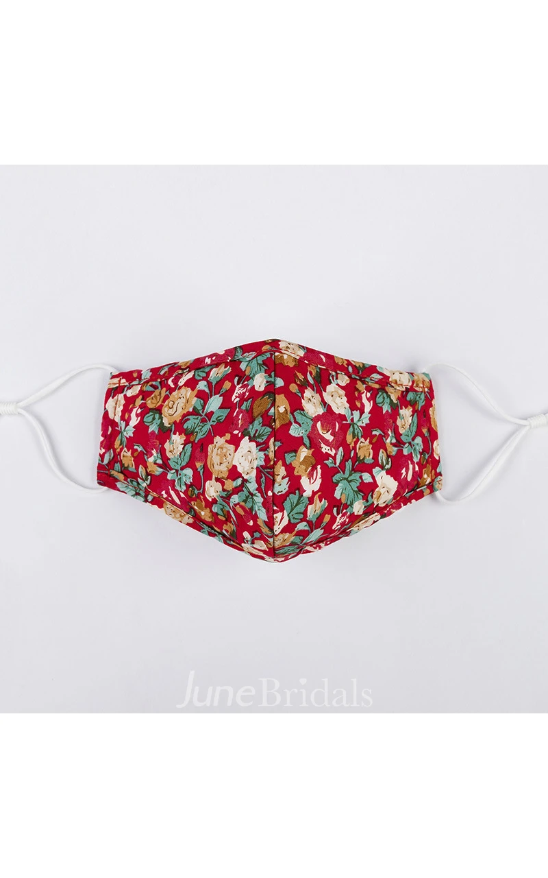 Non-medicial Cute Floral Patterned Cotton Washable Face Mask In 4 Colors