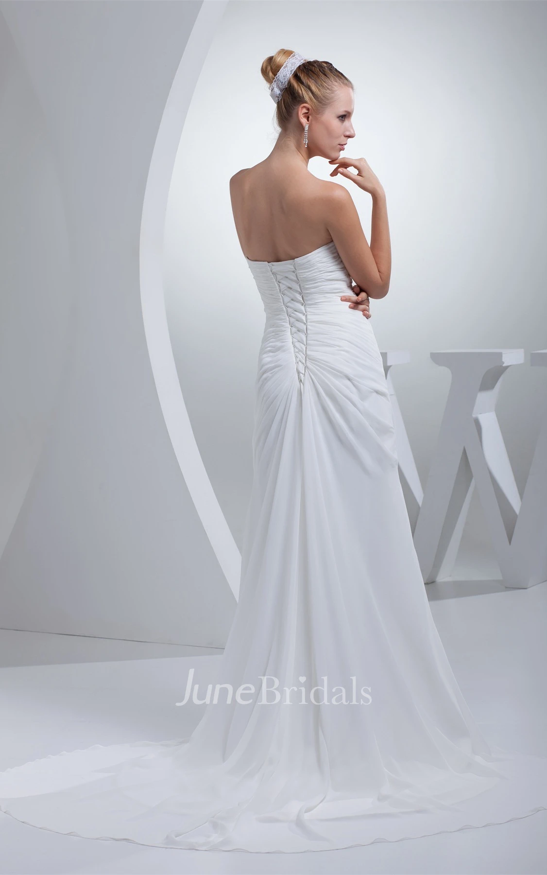 Sweetheart Criss-Cross Pleated Dress with Beading and Corset Back