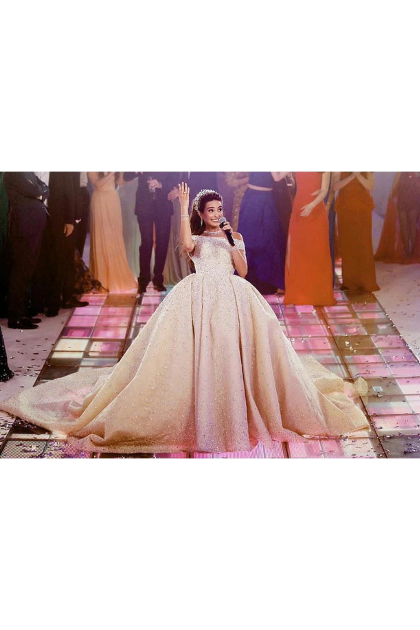 Elegant Sequined Ball Gown Wedding Dress Off-the-shoulder Court Train