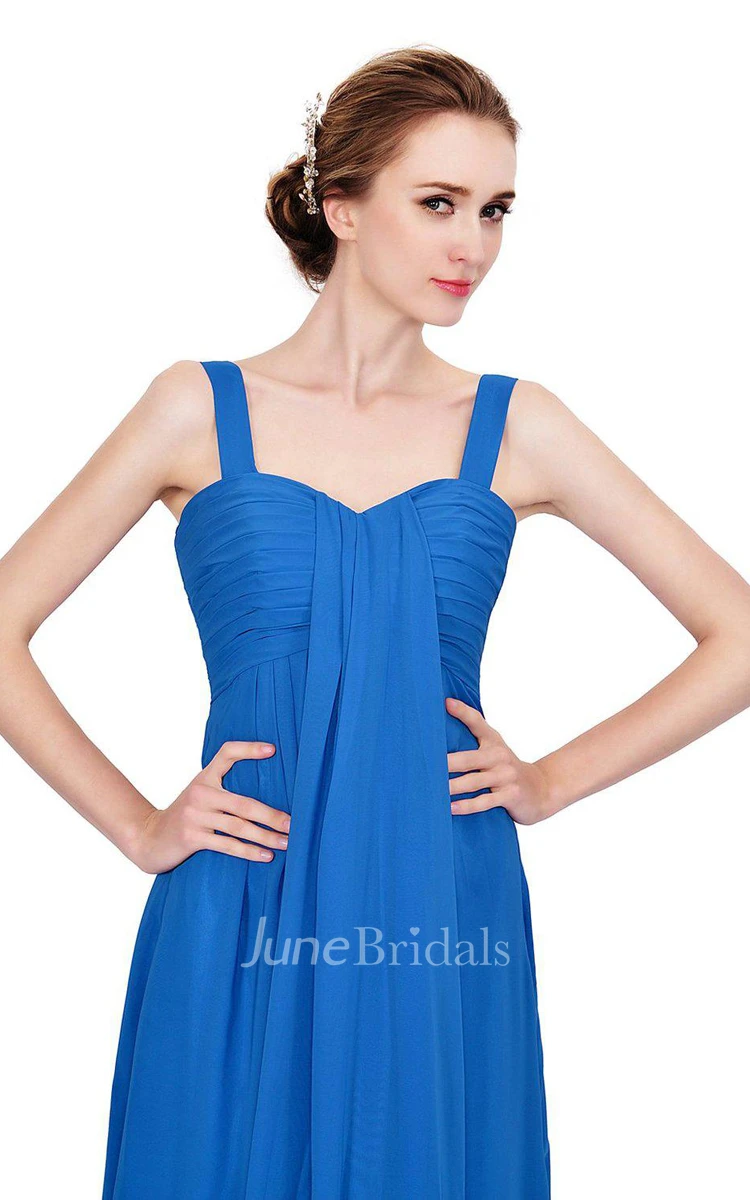 Sleeveless Empire Chiffon Gown With Ruched Bodice