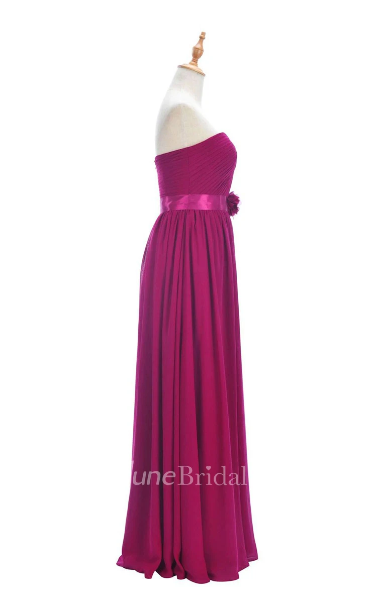 One-shoulder Sweetheart Long Empire Dress With Side Slit