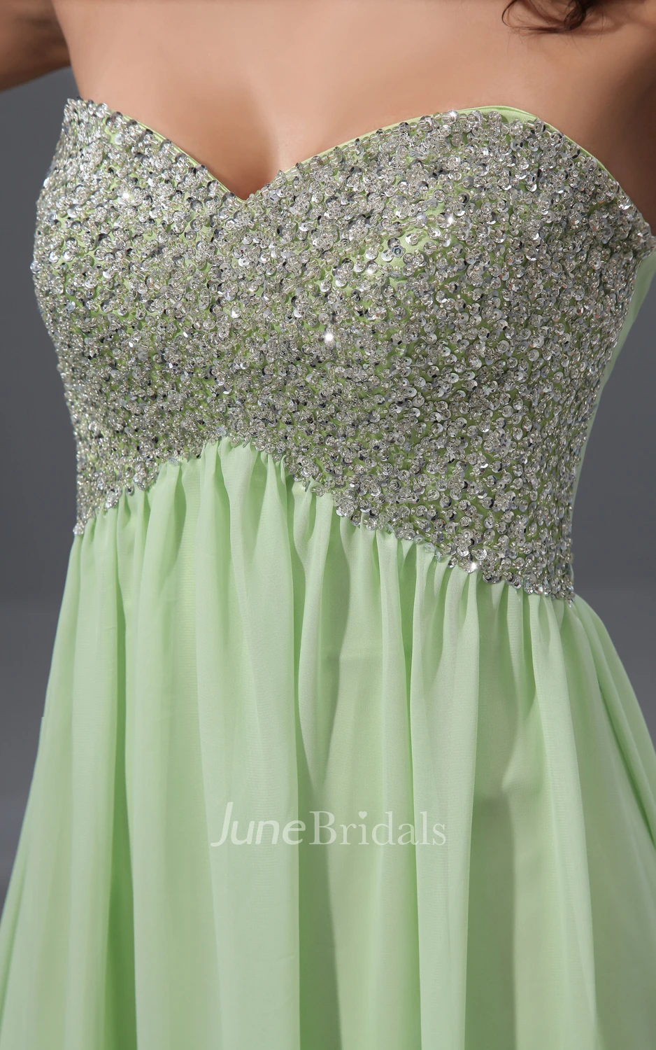 Empire Graceful A-Line Sweetheart Sleeveless Gown With Sequined Bodice