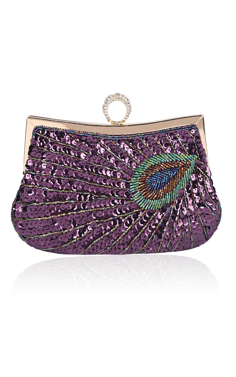 Sequin Peacock Clutch