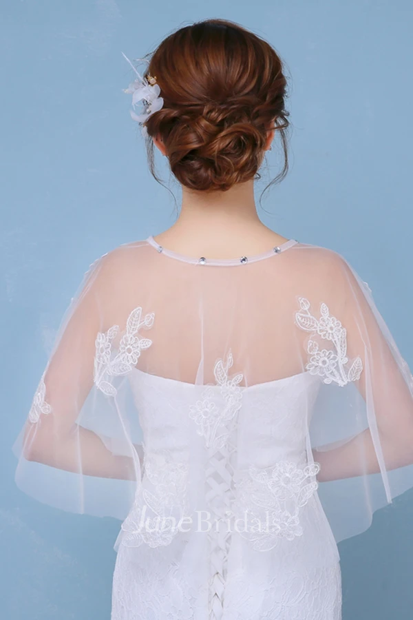 New Lace Diamond Cape Round Neck Set Of White Shawl