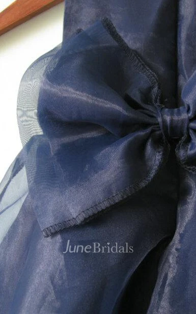 Sleeveless Beaded Neck Short Organza Dress With Bow and Ruffled