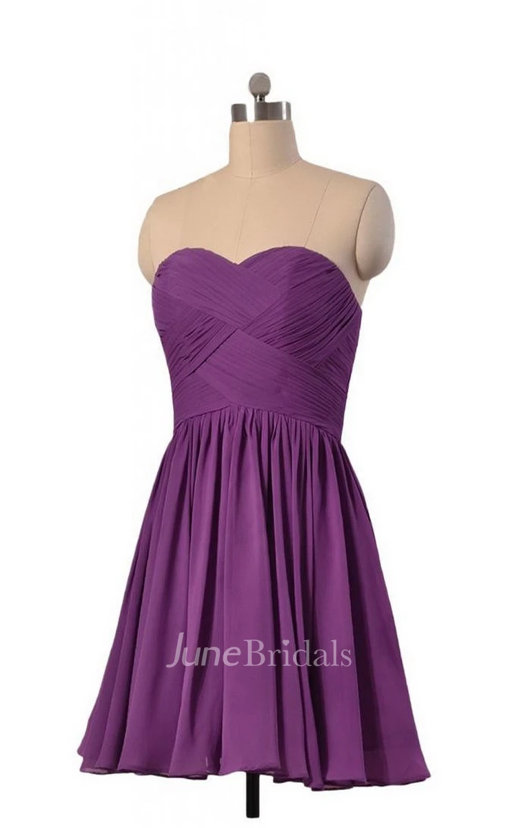 Sweetheart Mini Dress With Crisscross Ruching