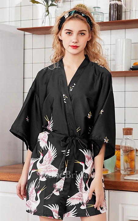 Floral Bride Bridesmaid Short Robe