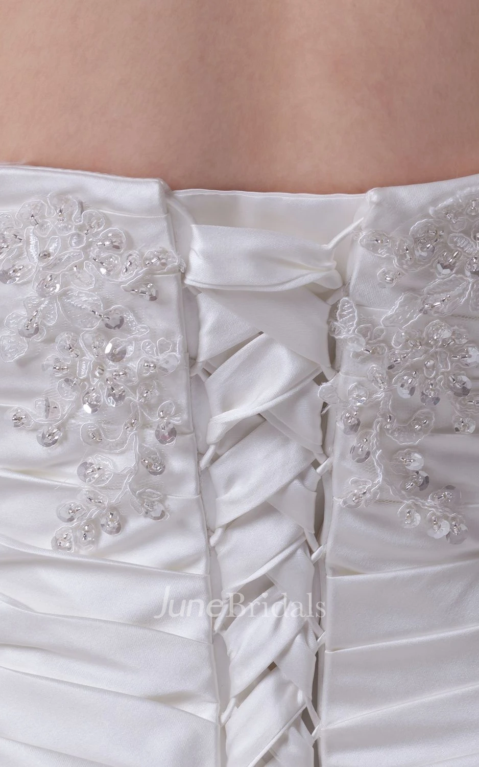 Sweetheart Ruched Satin Dress With Beading and Pick Up