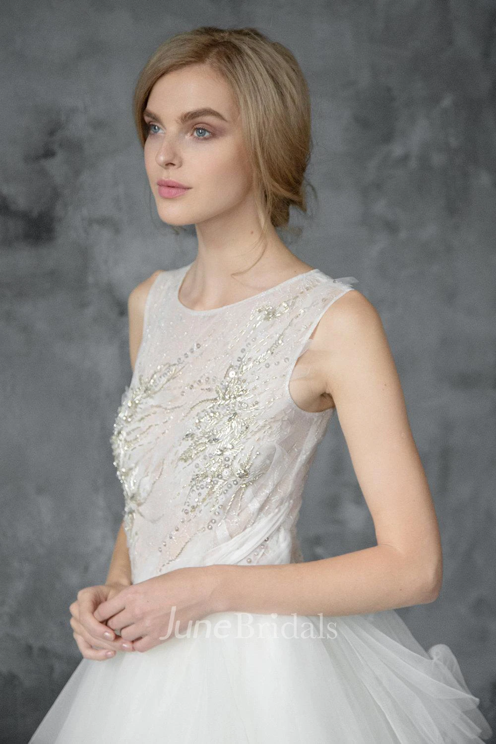 Tulle Beaded Embroidered Wedding Dress