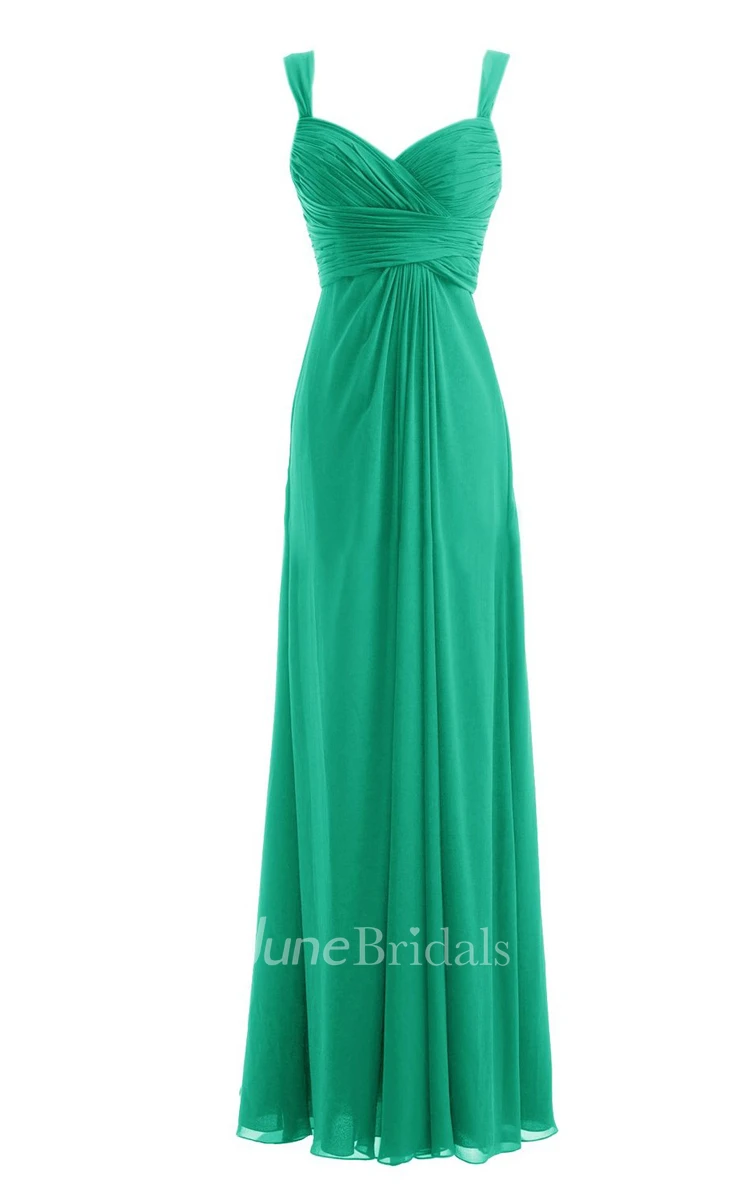 Straps Sweetheart Ruched Chiffon A-line Dress