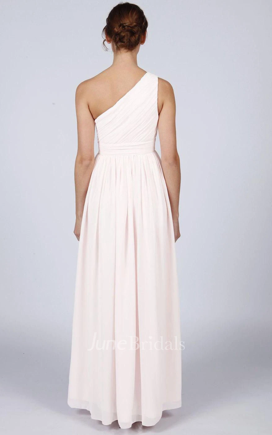 A-Line One-shoulder Ruched Long Dress