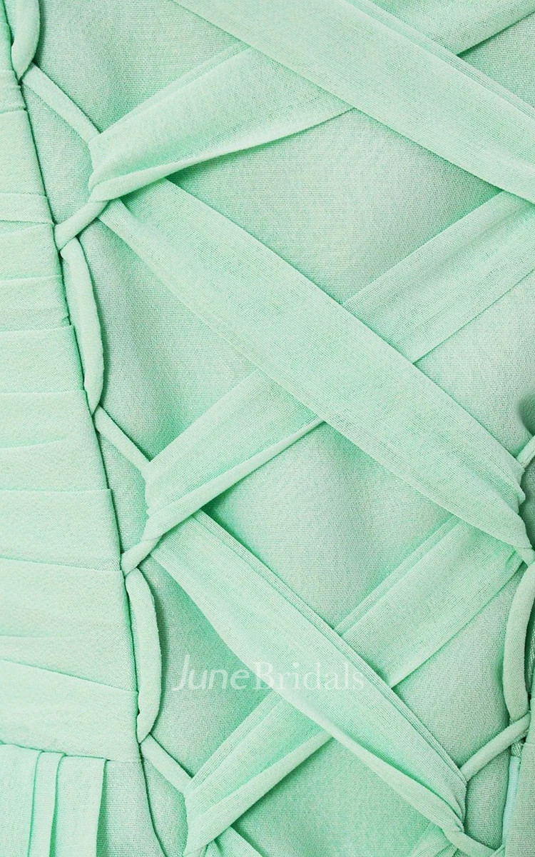 Basque Waist ChiffonDress With Lace-up Back