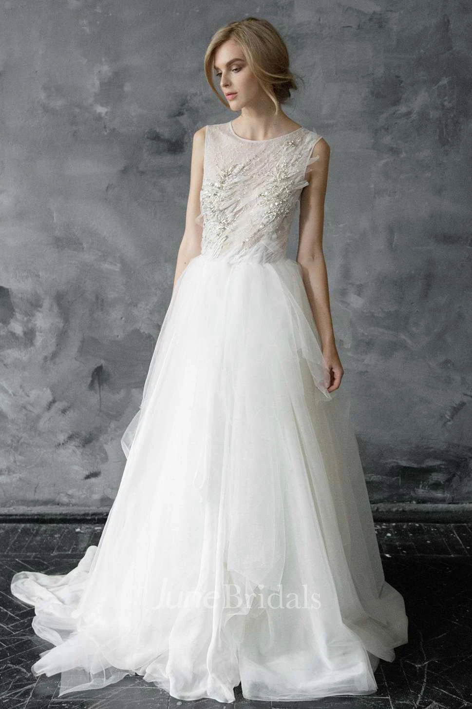 Tulle Beaded Embroidered Wedding Dress