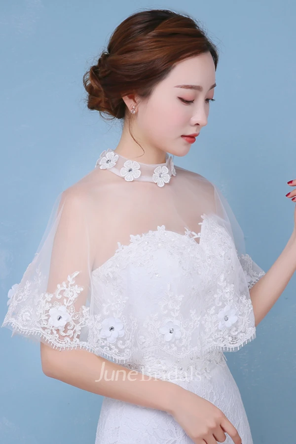 New White Spring and Summer Sweet High-necked Lace Shawl