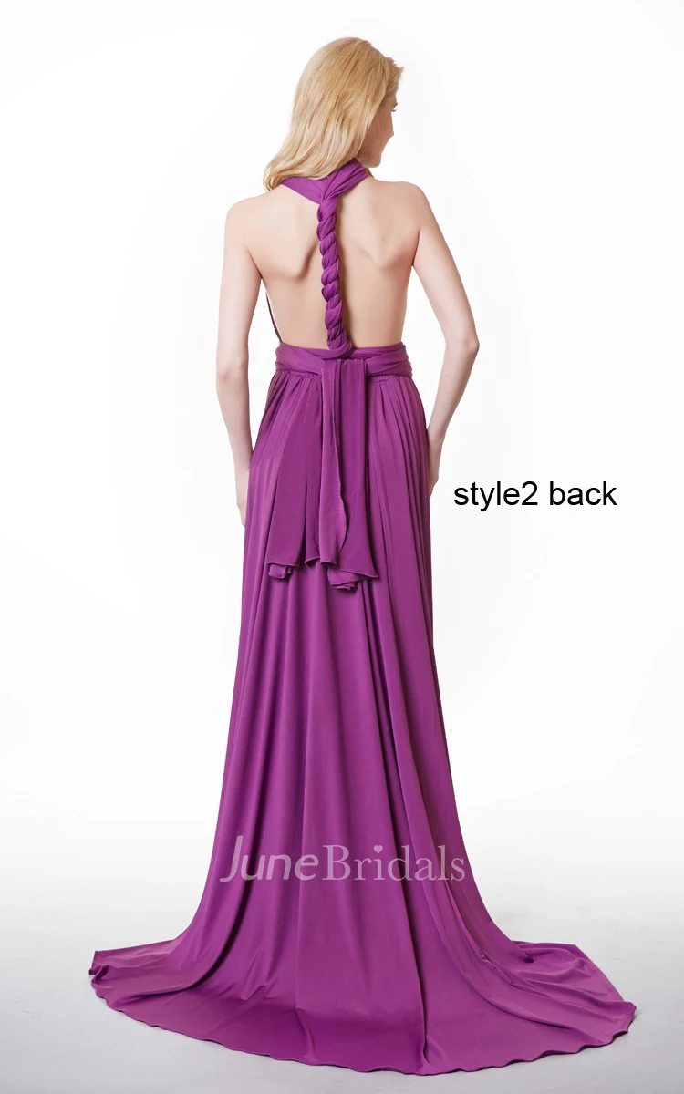 Convertible Ruffled A-line High-low Jersey Dress With Pleats