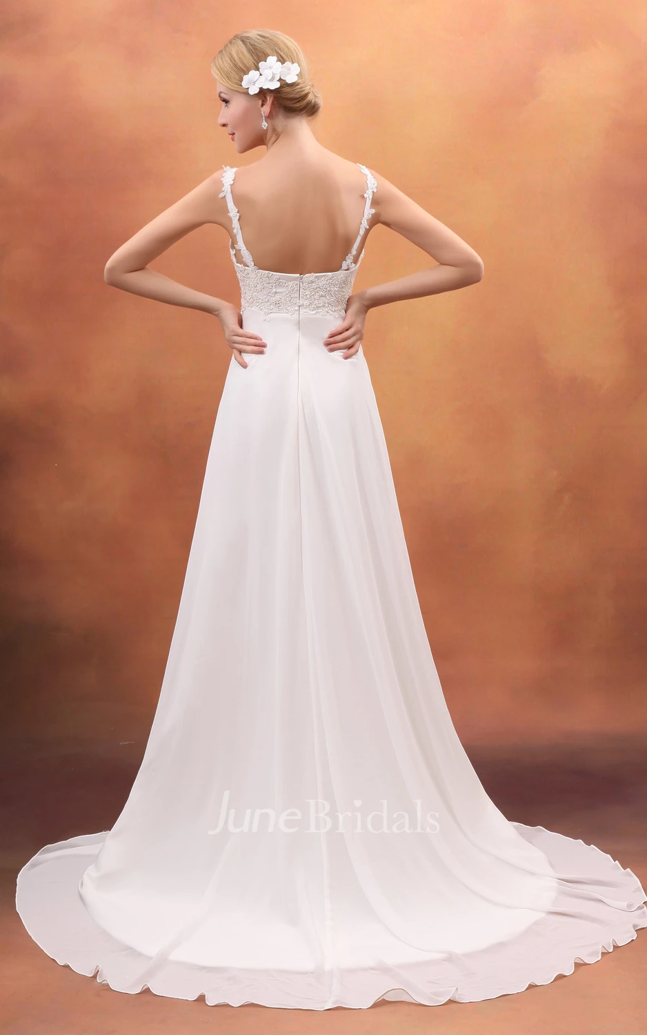 Vibrant Empire V-Neck Style Maternity Wedding Dress With Spaghetti Straps