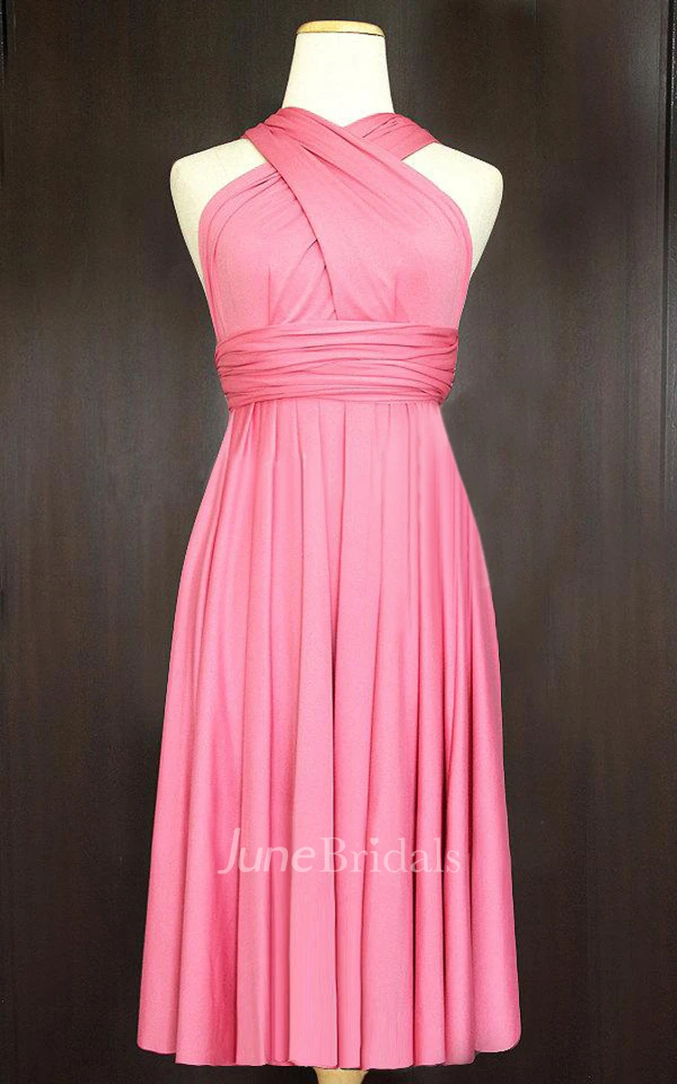 Short Straight Hem Rouge Infinity Multiway Bridesmaid Convertible Wrap Dress