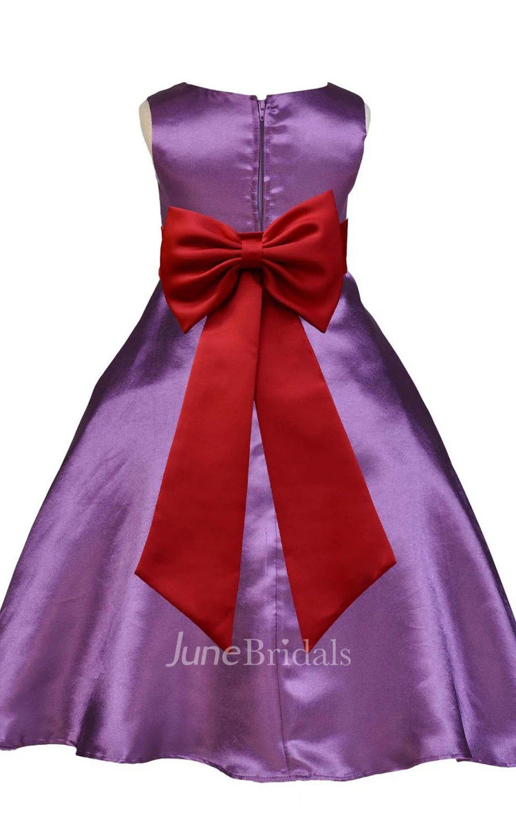 Sleeveless A-line Satin Dress With Floral Waist