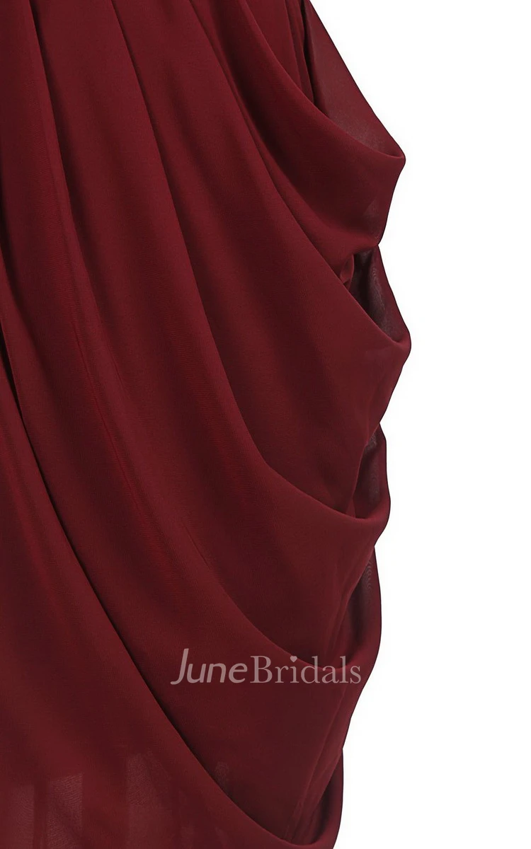 Sweetheart Drapped Short Dress With Zipper Back