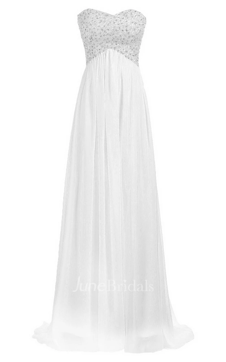 Sweetheart Empire Long Gown With Sequined Bodice