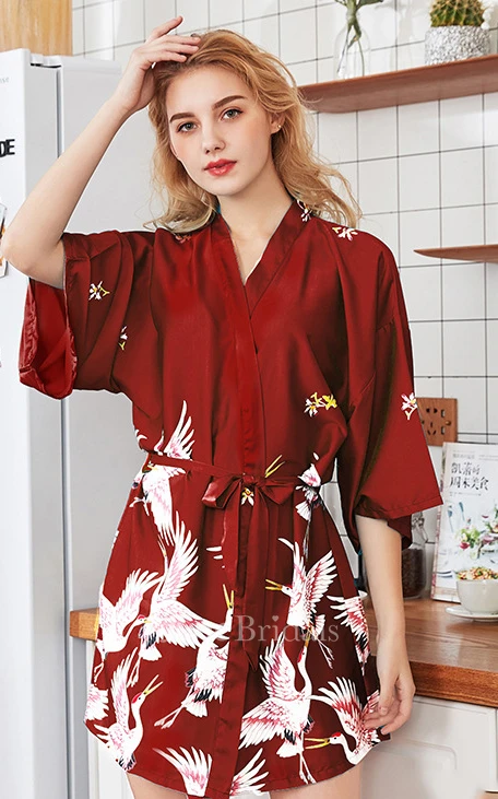 Floral Bride Bridesmaid Short Robe