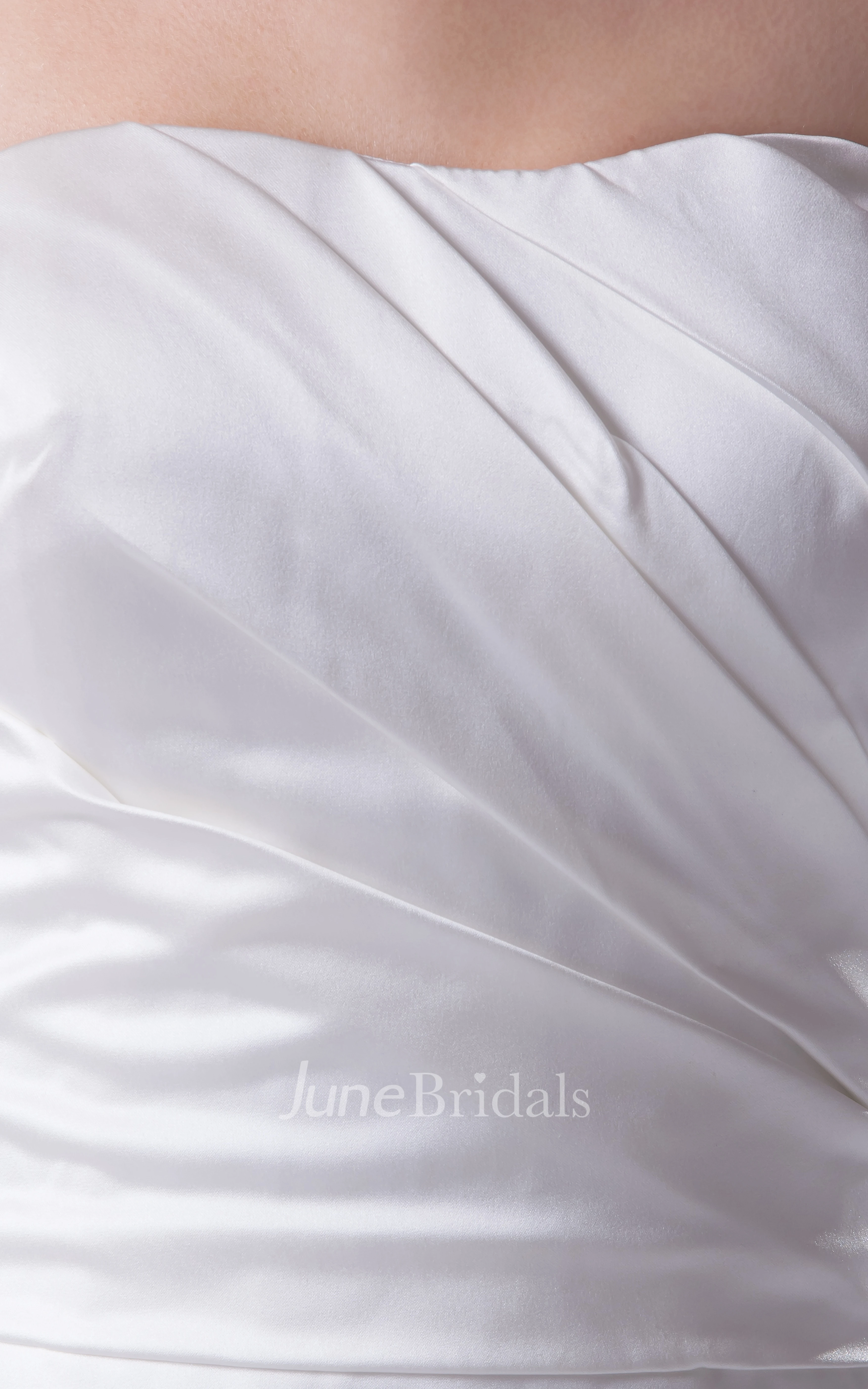 Strapless Satin Long Dress With Side Draping