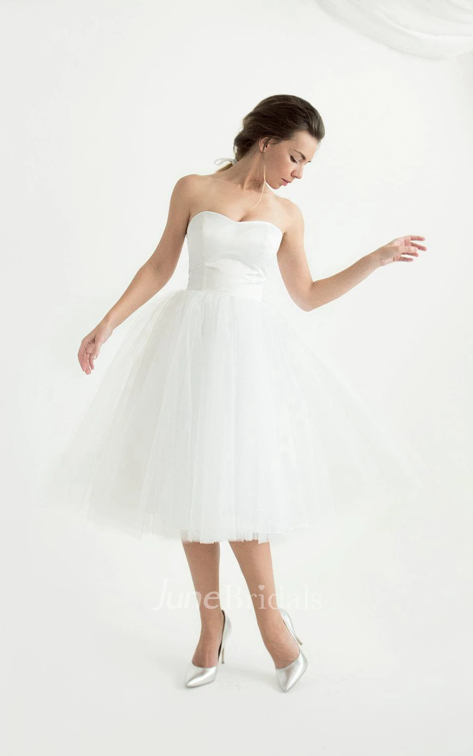 Strapped Tulle Lace Satin Weddig Dress With Corset Back