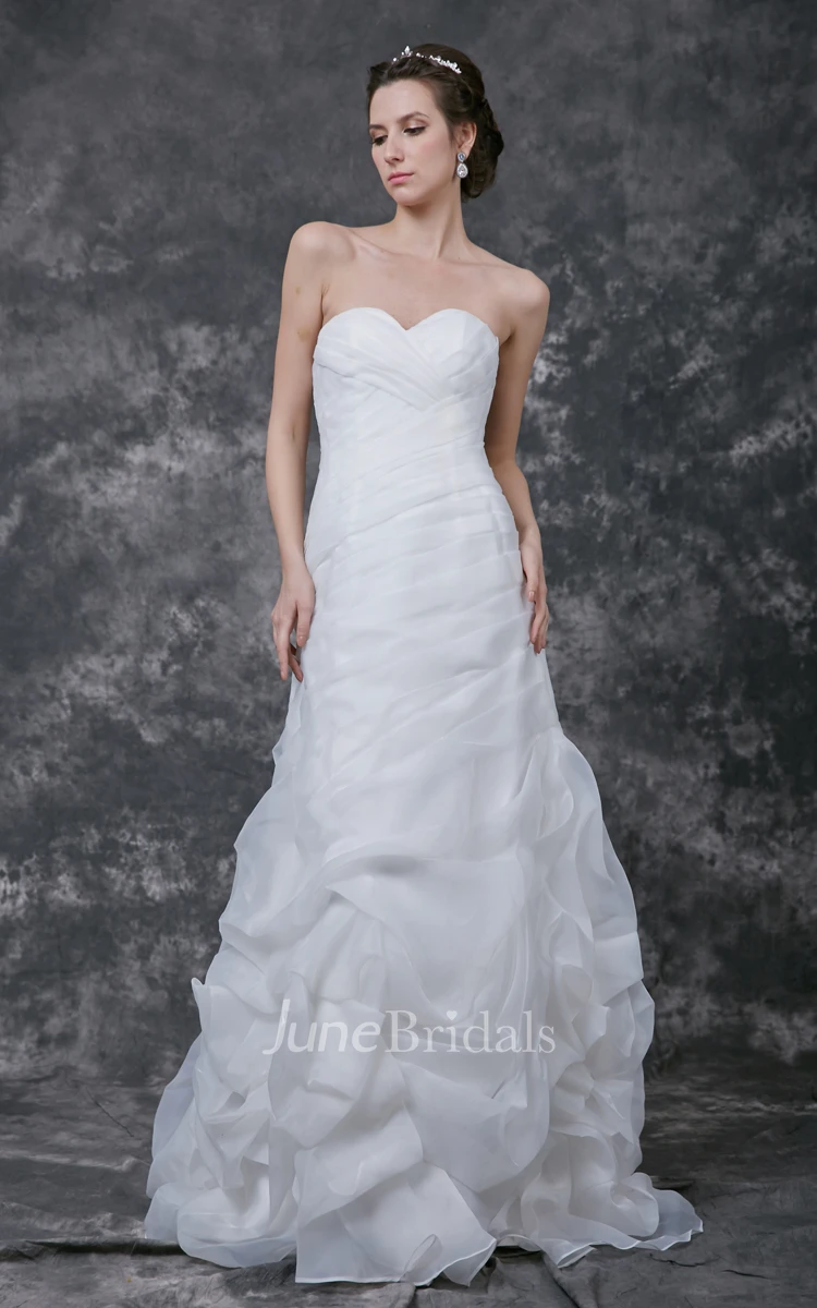 Sleeveless Ruffled Sheath Organza Gown(Cape Not Included)