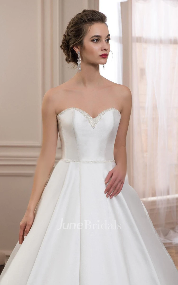 V-Neck Cap-Sleeve Satin A-Line Dress With Low-V Back Back