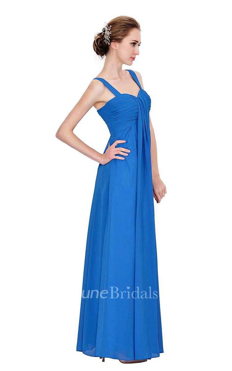 Sleeveless Empire Chiffon Gown With Ruched Bodice