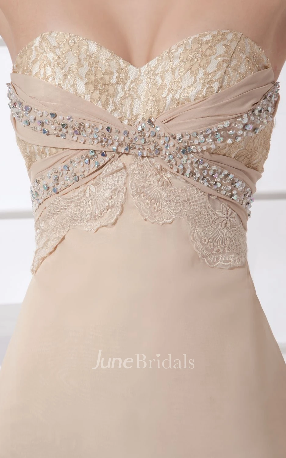 Sweetheart Chiffon Strapless High-Low Dress With Beading