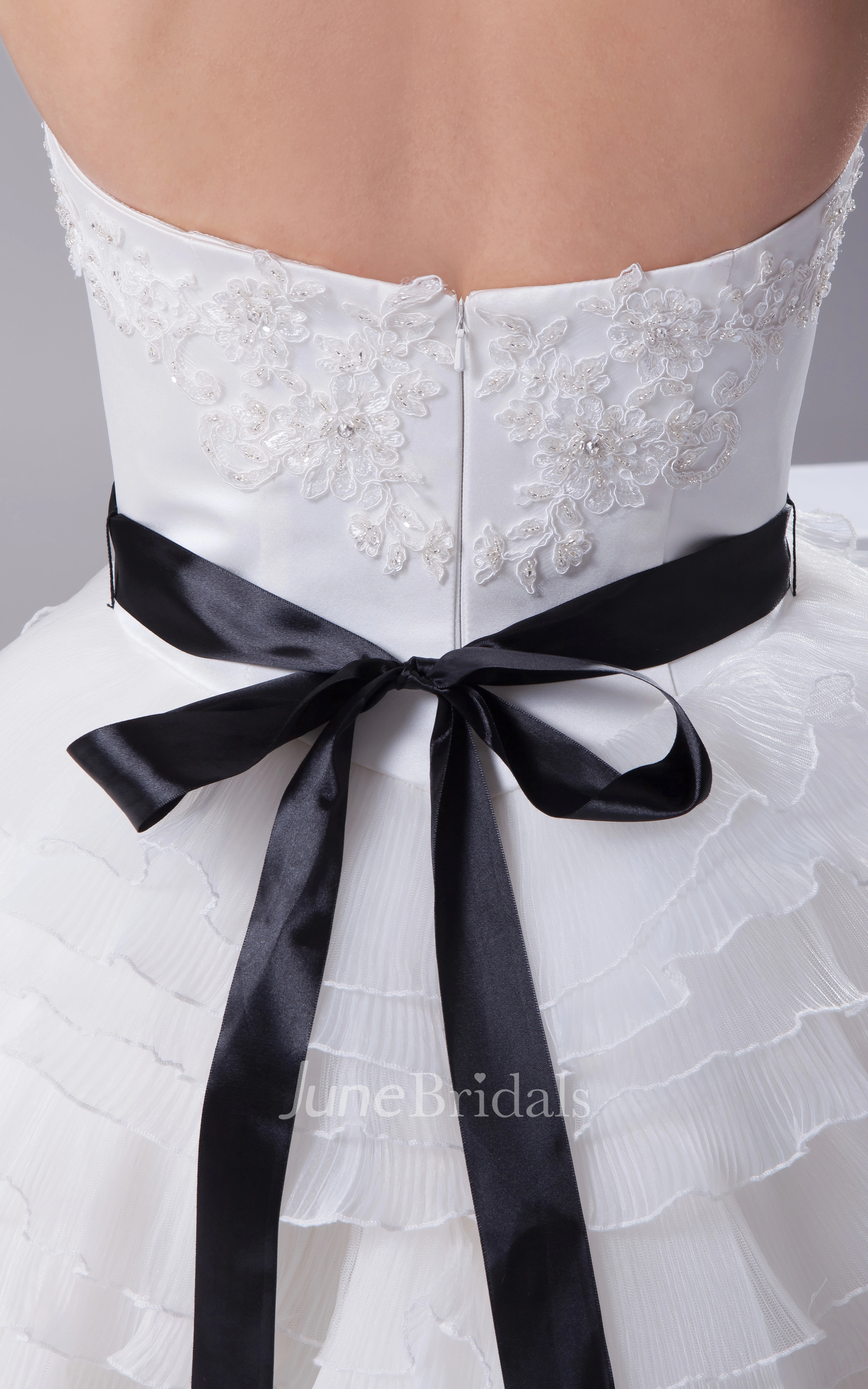 Sweetheart High-Low A-Line Dress With Tiers and Appliques