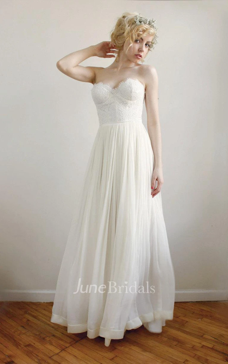 Lace And Chiffon Strapless Gown Samantha Size 10 Dress