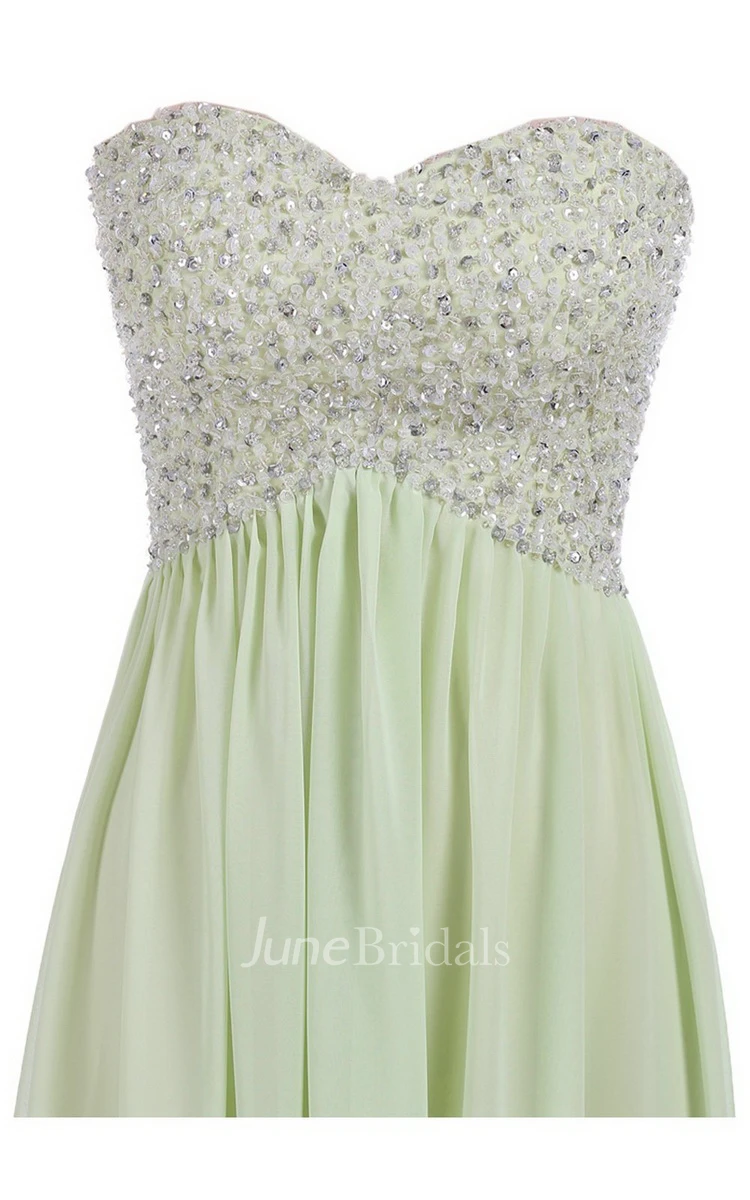 Sweetheart Empire Long Gown With Sequined Bodice