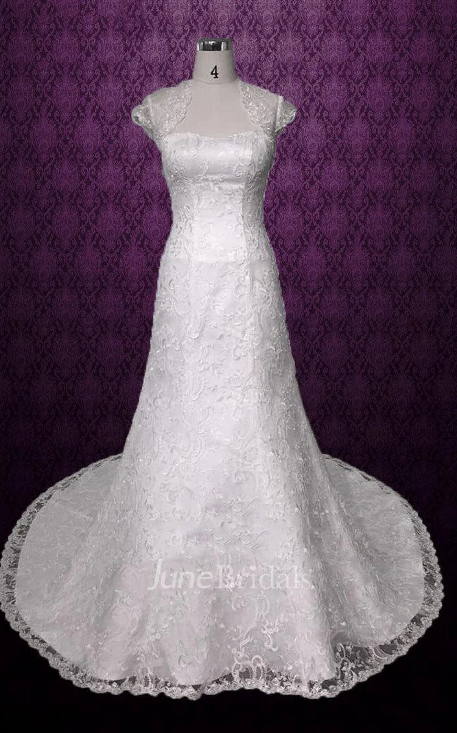 A-Line Lace Satin Weddig Dress With Jacket