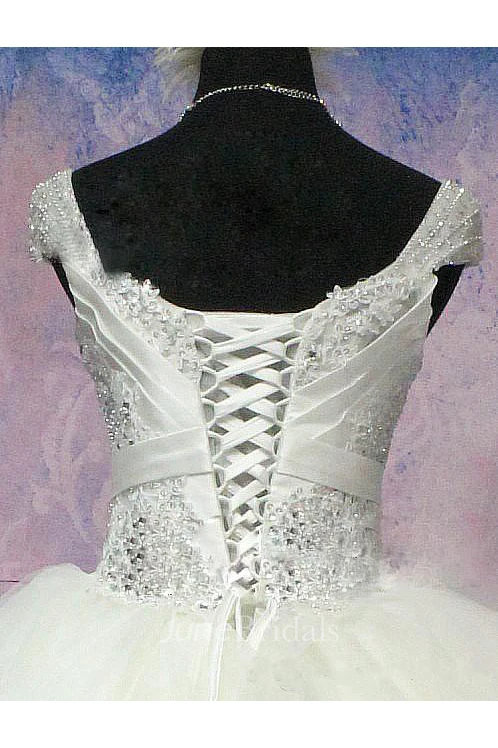 Glamorous Beadings Crystals Ball Gown Wedding Dress Bowknot Lace-up