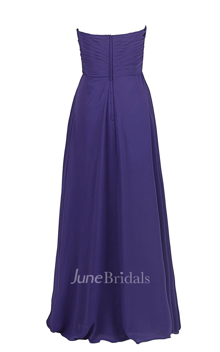 Sweetheart Ruched Chiffon A-line Gown With Zipper Back
