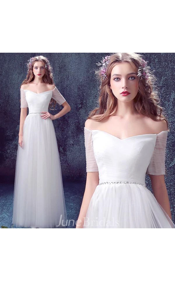 Maxi Off-The-Shoulder Lace-Up Back Lace Dress